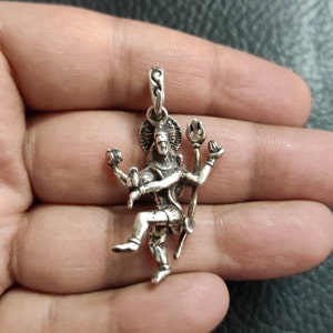 Dancing Shiva Pendant,  Sterling Silver, Hindu God, Nataraj, mahadev, Cosmic, Shiv, Rudra, Damru, Trishula, Trident, Blessing Mudra, 925