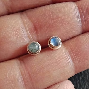 Labradorite stud earrings, cartilage earrings, Sterling silver, tragus, stone earrings, gift for her, tiny earrings,