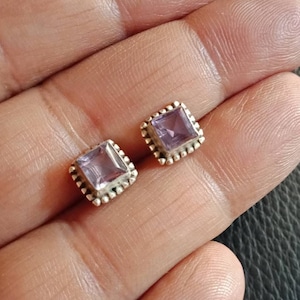 Amethyst stud earrings, Faceted Amethyst, cartilage earrings, Sterling silver, tragus, stone earrings, gift for her, purple earrings, 925