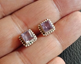 Amethyst stud earrings, Faceted Amethyst, cartilage earrings, Sterling silver, tragus, stone earrings, gift for her, purple earrings, 925