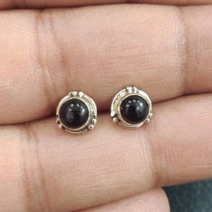 Black onyx stud earrings, cartilage earrings, Sterling silver, tragus, stone earrings, gift for her