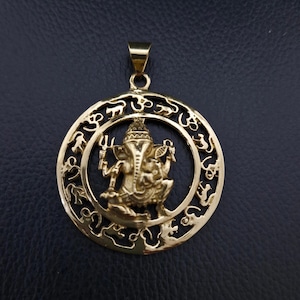 Ganesha Pendant, Hindu God pendant, Shiva&#39;s Son pendant, Lord Ganesh, Indian God Charm, Auspicious pendant, Elephant God, Brass Ganesha