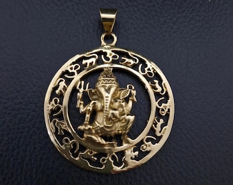 Colgante de Ganesha, colgante de dios hindú, colgante del hijo de Shiva, Señor Ganesh, amuleto de dios indio, colgante auspicioso, dios elefante, Ganesha de latón
