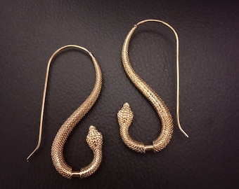 Snake Earrings, Brass Earrings, reptile earrings, snake jewelry, reptilian jewelry, gift for her, Coiled Snake Earrings, Serpent earrings