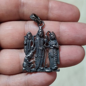 Rama Sita pendant, Sterling Silver, Lakshman, Hanuman, Hindu God amulet, protection charm, Rama devotee, Rama Darbar, Indian God