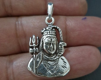 Shiva pendant, Sterling Silver 925 Hindu God, Crescent moon, Mahadeva, Siva, bholeynath, Hindu God, naga, snake, Trishula, Damru, Ganga