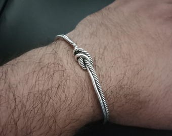 Knotted Cuff Bracelet, Brace Bracelet, Silver Plated, Lightweight Cuff Bracelet,