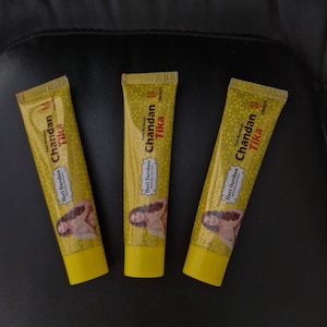 Chandan paste, Sandalwood Tika, 50 Grams premium quality Chandan paste for Tika, Hindu Religion  Pooja item, Spiritual  Daily Use, set of 3