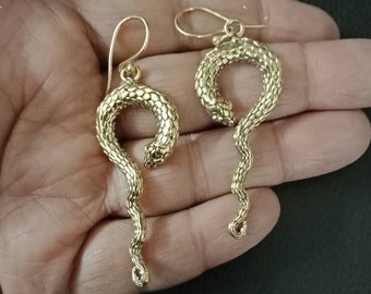 Slangenoorbellen, messing oorbellen, reptielenoorbellen, slangensieraden, reptielensieraden, cadeau voor haar, slangenoorbellen, serpentijn, prijs per pai