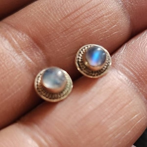 Labradorite stud earrings, cartilage earrings, Sterling silver, tragus, stone earrings, gift for her, tiny earrings,