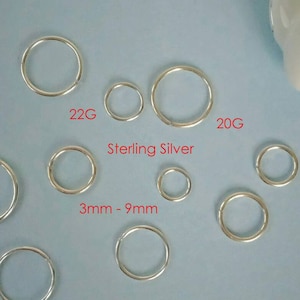 Cartilage earring - Thin Helix Earring - Extra Thin Tiny Hoop - Cartilage Earring Hoop - Sterling Silver Earring 20g 22g 3mm 4mm 5mm 6mm 7mm