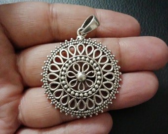 Flower pendant, floral pendant, sterling silver
