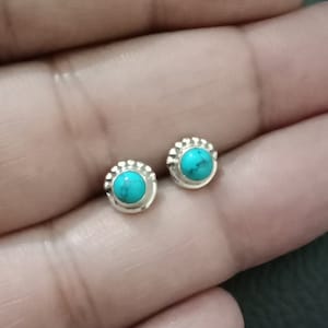 Turquoise stud earrings, Turquoise Earrings, cartilage earrings, Sterling silver, Stone Earrings, gift for her, 925