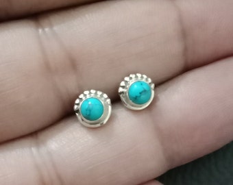 Turquoise stud earrings, Turquoise Earrings, cartilage earrings, Sterling silver, Stone Earrings, gift for her, 925