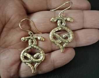 Slangenoorbellen, messing oorbellen, reptielenoorbellen, slangensieraden, reptielensieraden, cadeau voor haar, slangenoorbellen, slang