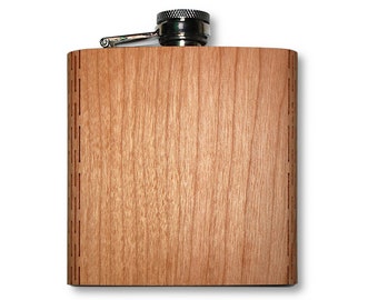 100 g. Hip Flask aus Holz - Edelstahl & Echte Amerikanische Kirsche