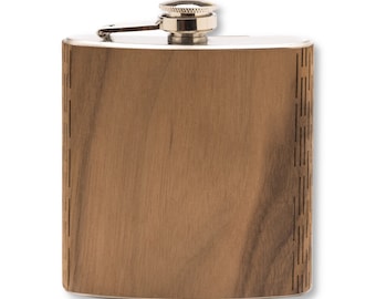 WUDN 6 oz. Wooden Hip Flask - Stainless Steel  & Real Black Walnut