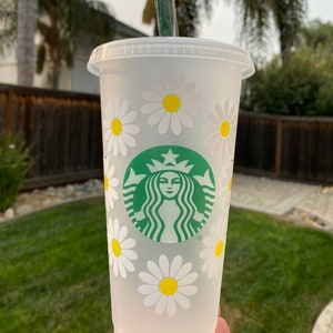 Daisy Starbucks Cup | Starbucks Daisy Cold Cup | Daisy Venti Starbucks | Floral Starbucks Cup | Gift