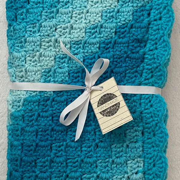 Ready to Ship ~ Turquoise Baby Blanket, Crochet Baby Blanket, Crochet Afghan, Baby Blanket Crochet, Handmade Blanket
