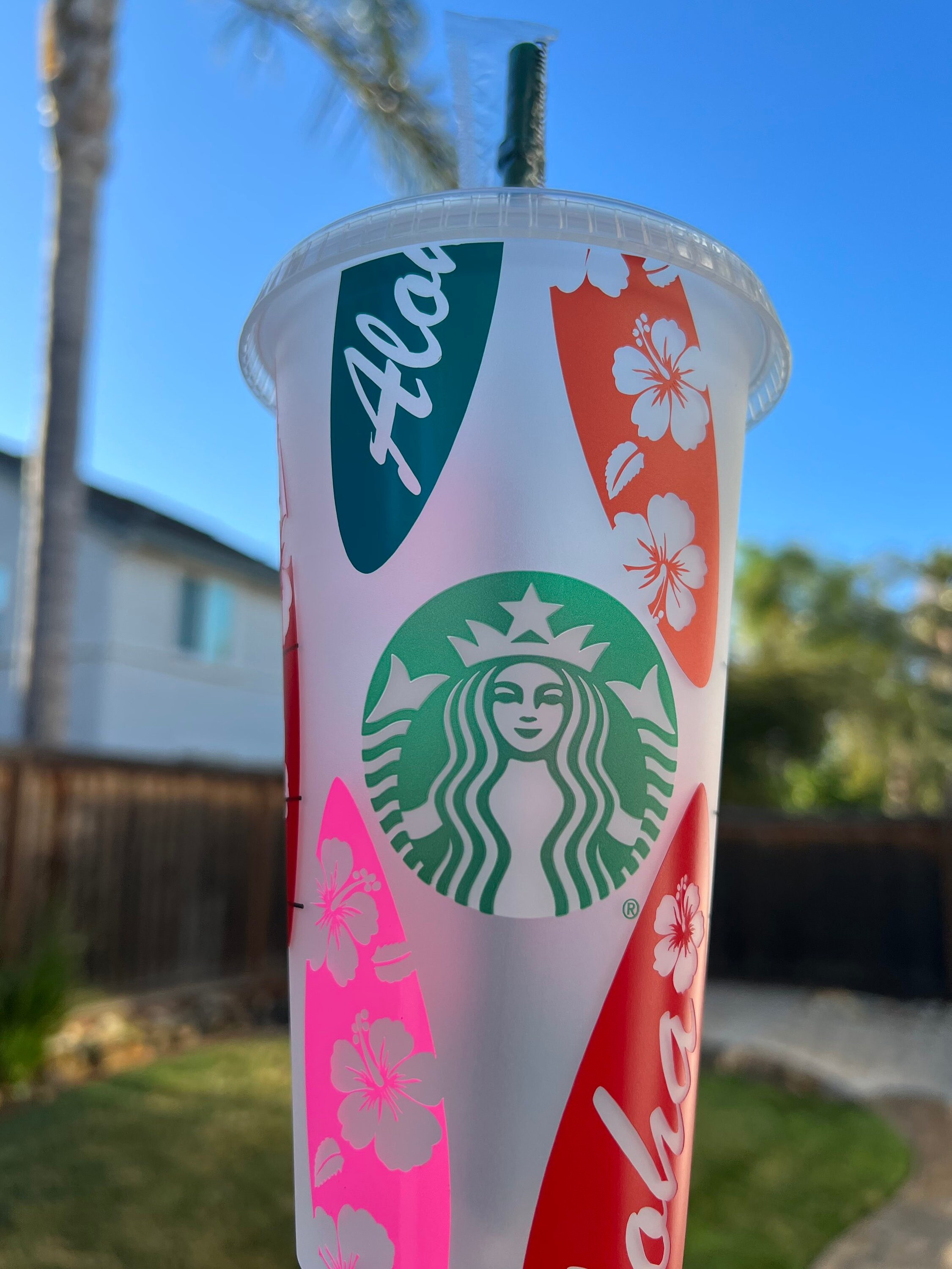Surfboard Starbucks Cold Cup / Personalized Custom Reusable 