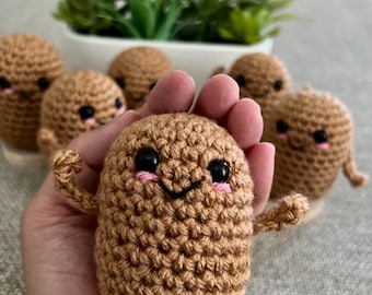 Emotional Support Potato Plushie Crochet, Support Potato, Handmade Gift, Stress Reliever, Stocking Stuffer, Ready to Ship