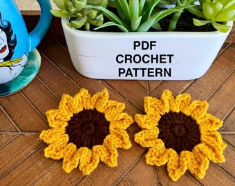 CROCHET PATTERN - Sunflower No Sew Crochet Pattern / No Sew Crochet Pattern / Sunflower Pattern / Stocking Stuffer / Gift