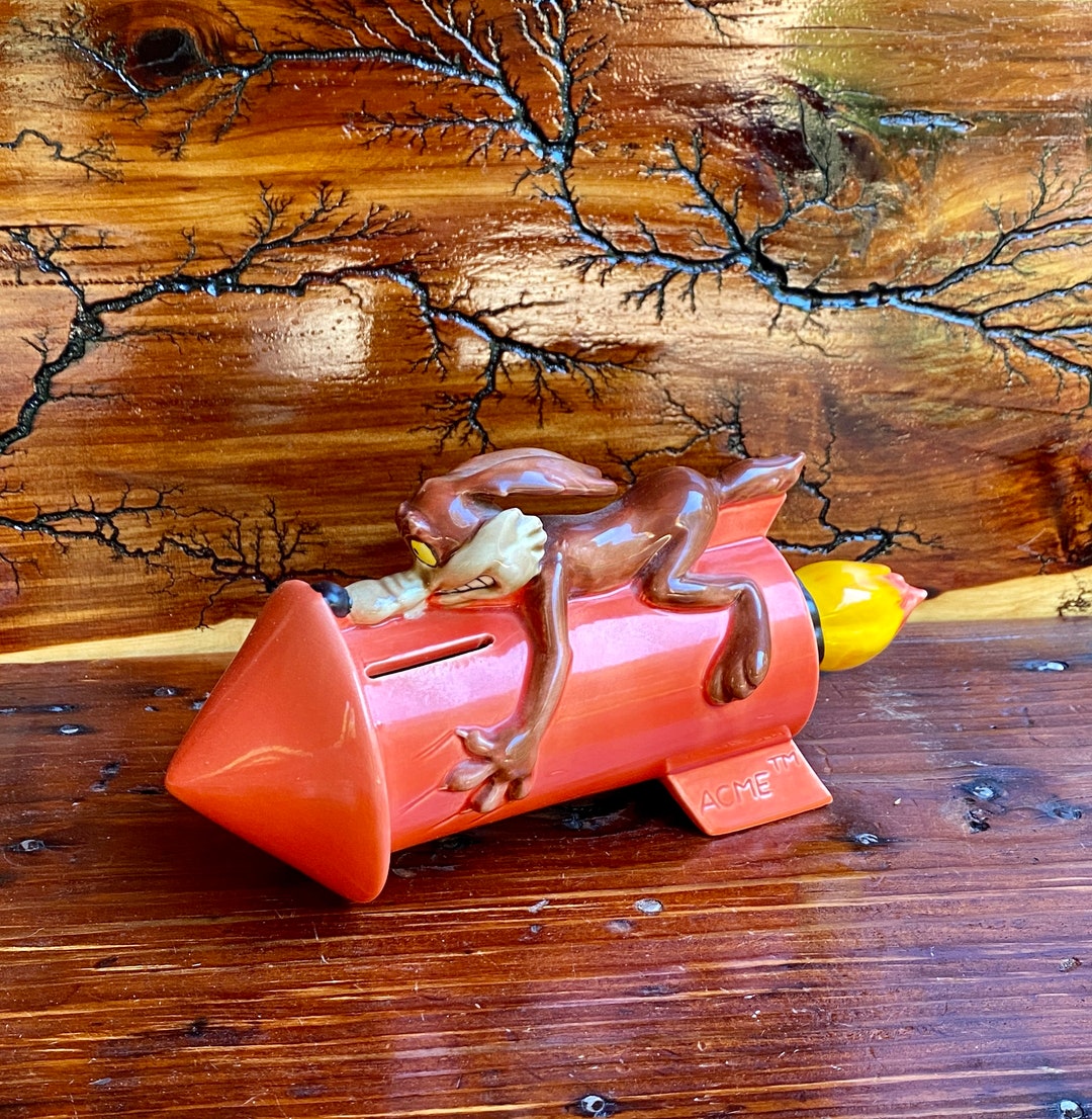 1989 Ceramic Wile E. Coyote Acme Rocket Coin Bank - Looney Tunes - Etsy