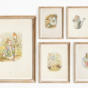 Conjunto de 13 ilustraciones tratadas de La historia de Peter Rabbit de Beatrix Potter - Descarga instantánea