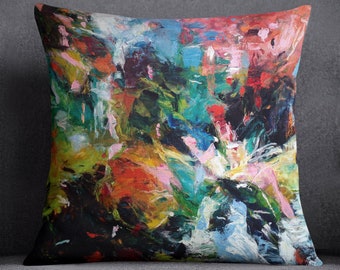 Decorative, Abstract Floral Throw Pillow - 22" x 22"