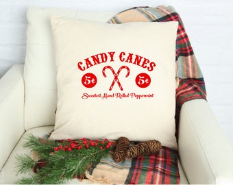 Candy Canes Christmas Pillow