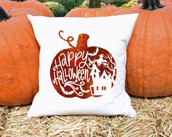 Happy Halloween Scene Pillow Cover