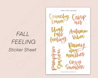 FALL FEELING Sticker Sheet // Planner Stickers // Quote Stickers