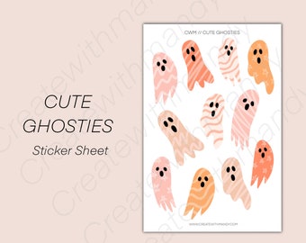 CUTE GHOSTIES Sticker Sheet // Halloween Ghost Stickers // Planner Stickers