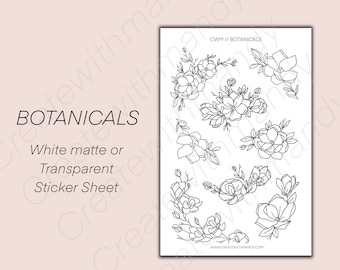 Foglio di adesivi BOTANICALS // Adesivi per pianificatori floreali