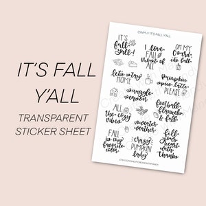 IT&#39;S FALL Y&#39;ALL Sticker Sheet // Clear Quote Stickers // Planner Stickers