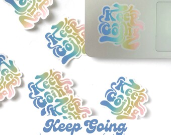 KEEP GOING - Adesivo trasparente impermeabile fustellato // Perfetto per bottiglie d'acqua