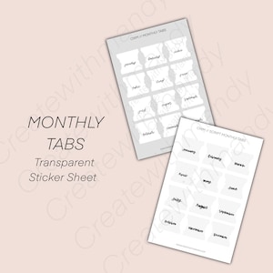 MONTHLY TABS Clear Stickers // Planner Stickers // Planner Tabs