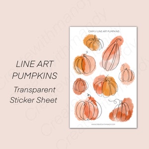 LINE ART PUMPKINS Transparent Sticker Sheet // Planner Stickers
