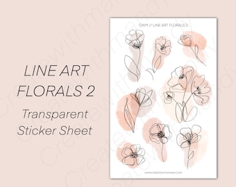 LINE ART FLORALS 2 Sticker Sheet // Planner Stickers