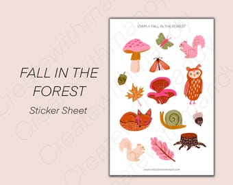 FALL In The FOREST Sticker Sheet // Fall Woodland Stickers // Planner Stickers