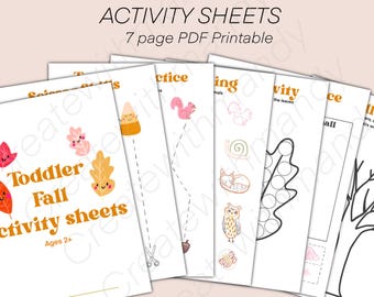 DIGITAL Toddler Fall Activity Sheets // Toddler Fall Worksheets // Early Learning