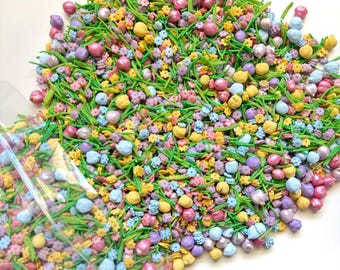 SPRING MEADOW Sensory Bin Mix // 4+ cups // Grass Sensory Bin Filler // Spring Garden Sensory Play