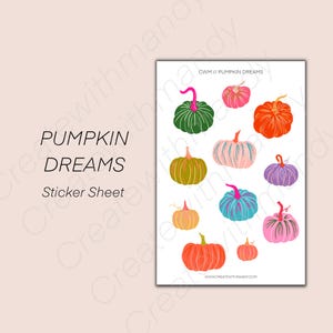 PUMPKIN DREAMS Sticker Sheet // Fall Pumpkin Stickers // Planner Stickers