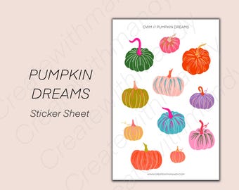 PUMPKIN DREAMS Sticker Sheet // Fall Pumpkin Stickers // Planner Stickers