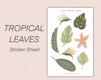 TROPICAL LEAVES Sticker Sheet // Planner Stickers