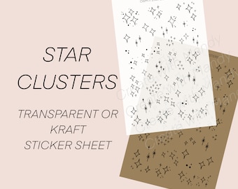 Adesivi STAR CLUSTER // Adesivi per planner // Adesivi a forma di stella // Adesivi trasparenti e in carta kraft