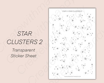 GRAPPOLI DI STELLE 2 adesivi // Adesivi pianificatore // Adesivi stellari // Adesivi di carta trasparente