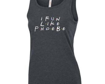 Camiseta sin mangas de Friends (Corro como Phoebe, regalo de Navidad, camiseta de Navidad, camiseta sin mangas de Friends, serie de TV Friends, camiseta sin mangas para entrenar, ropa de gimnasio)