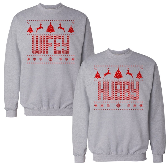 Hubby Wifey Ugly Christmas Sweater christmas Shirt Couples