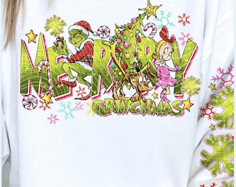 Feliz Grinchmas (suéter navideño de Grinch, suéter navideño, diseño de Grinch, regalo de Navidad, película de Grinch)
